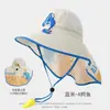 Novo chapéu infantil com proteção solar para o verão, proteção UV para a praia, secagem rápida, respirável, aba larga, para atividades ao ar livre, proteção estendida para o pescoço, guarda-sol