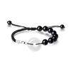 S925 Sterling Silver White Chalcedony Fivela de Segurança Quebrada Pulseira de Prata Masculina Moda Nacional Sortudo Obsidiana Pulseira Frisada