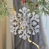 Textura de Cristal Encaje de Cisne Acrílico con Purpurina Copo de Nieve Transparente Colgante de Árbol de Navidad Colgante Decoración de Campana