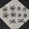 Set de Dijes para Zuecos de Flores Oscuras con Acabado de Lujo, Moño Plateado, Pedrería Estilo Ballet, Hebilla Desmontable para Zapato