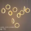 Novos Adereços de Casamento Luzes de Corda Penduradas com Diamantes em Forma de Anel de 10 Cabeças Luzes Decorativas de Teto para Casamento em Salão de Banquetes de Hotel