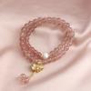 Nueva Pulsera China Cristal de Fresa Natural Doble Círculo Perla de Agua Dulce Pulsera de Cristal Mariposa Calabaza Borla Pulsera Combinable