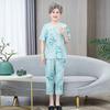 Traje de Verano de Algodón y Seda de Manga Corta para Abuela, Cardigan Superior para Madre de Mediana Edad y Mayor, Conjunto de Dos Piezas de Pijama para Señora Mayor