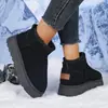Botas de nieve nuevas de suela gruesa transfronterizas para mujer, botines con forro de felpa para calidez y antideslizantes, zapatos de algodón, talla grande, sin cordones, botas de mujer de comercio exterior