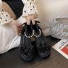 Hebilla de Perla de una palabra Antideslizante con Falda Zapatos Romanos para Mujer 2024 Nuevas Sandalias de Verano de Plataforma con Suela Gruesa y Lazo
