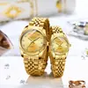 Reloj para hombre y mujer, resistente al agua, de negocios, con diseño explosivo transfronterizo, para hombre y mujer, dorado, para parejas.