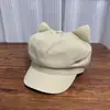 Boné de Baseball Retro Americano com Orelhas de Gato Primavera e Verão Casual Boina Afina-Rosto Moda Feminina Chapéu Octogonal Versátil