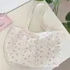 67137 Bolsa de ombro tipo sacola com cordão floral suave estilo coreano, bolsa escolar estudantil de grande capacidade, bolsa de mão suave