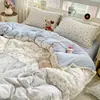 Nuevo modelo 2025 juego de ropa de cama de algodón de cuatro piezas con encaje de algodón, funda de edredón, sábana, juego de ropa de cama de tres piezas para dormitorio