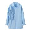 Comércio Exterior Transfronteiriço da Amazon Camisa Top Feminino Europeu e Americano Verão 2024 Nova Flor Tridimensional Manga Longa Duas Cores