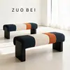 Taburete Sofá Minimalista Estilo Italiano para Sala de Estar, Taburete Moderno para Pie de Cama, Banco de Diseñador para Dormitorio, Taburete para Cambiar Zapatos en Habitación Modelo, Taburete para Entrada