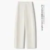 Pantalones de Traje de Verano para Mujer de Cintura Alta con Efecto Plisado, Corte Recto, Cintura Semi-Elástica, Adelgazantes, Adecuados para Ir al Trabajo