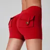 Pantalones Cortos de Yoga con Bolsillo de Cadera de Melocotón, Cintura Alta, Bolsillo, Deportivos, Fitness, Pantalones Triples para Mujer, Sensación de Segunda Piel, Alta Elasticidad, Secado Rápido