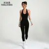 Macacão de Yoga Sem Costura de Secagem Rápida com Gola Halter Costas Abertas Fitness Roupa Esportiva para Mulheres