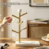 Colgador de tazas colgante con forma de árbol y bola en blanco y negro, escurridor invertido para tazas de vidrio del rincón del café, adorno de almacenamiento de escritorio estilo curativo