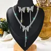 Brillante Collar de Diamantes Pendientes Novia Joyería de Boda Cadena de Garra de Moda Accesorios para Vestido de Banquete de Recién Casados Venta Directa de Fábrica
