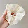 Scrunchie lenço quadrado estilo pastoral francês para meninas e crianças, elástico de cabelo doce com laço para coques, acessório de cabelo