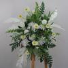 Mori White set de escena de boda fresca floral flor artificial flor de camino punto de fondo escenario arreglo de bienvenida