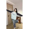 Camiseta de Manga Larga Raglán con Bloques de Color Estilo Coreano Talla Grande para Mujer, Modelo Nuevo Primavera y Otoño 2026, Cuello Redondo, Estilo Perezoso, Top Casual Holgado