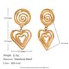 Pendientes de temperamento y personalidad INS de Europa y Estados Unidos, acero inoxidable chapado en oro de 18 quilates, estrella de mar, costura de flor, amor, cesta colgante en espiral