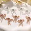 Estilo Coreano Ins Frescos y Llamativos Plata Perla Pedrería Moño DIY Aretes de Moda Accesorios de Flor de Zapato para Mujer Hebilla de Zapato