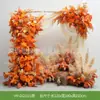 Paisaje de cañas ventana de otoño arreglo de flores artificiales decoración soporte de madera de cuerno de vaca boda escena de flores artificiales paisaje flor