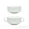 Vajilla de Cerámica Blanco Puro Tazón de Sopa de Doble Asa Taza para Sopa Tazón para Huevo al Vapor Olla para Estofado Tazón para Postres Occidentales Tazón para Ensaladas Hotel Restaurante Occidental