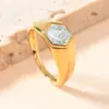Anillo de acero inoxidable europeo y americano para fundición de joyería hexagonal con incrustaciones de diamante unisex moda personalidad anillo de acero de titanio