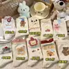 Calcetines de encaje de doble capa, dulces y lindos, estilo japonés, con diseños de corazón de dibujos animados y osito, presentando patrones únicos y un estilo preppy, universitario, de longitud hasta la mitad de la pantorrilla.
