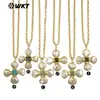 Wt-Jn346 Colgante Forma de Cruz de Molino de Viento con Concha, Amatista y Turquesa Cadena Delgada Collar Unisex