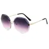 Gafas de Sol Anti-UV, Elegantes Gafas sin Marco con Borde Cortado, Estilo Coreano para Mujer, Retro, Protección Solar y Sombrilla para Exteriores, Gafas para Mujer