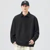 Sudadera POLO jacquard texturizado 2026 nueva para hombre, estilo primavera y otoño, corte holgado, talla grande, casual de manga larga, diseño a rayas moderno