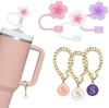 Chaveiro Mochila Acessórios para Copos Corrente Alça Lagosta Fivela Inglês Carta Jóias Fofas Pingente Flor Palha Cap