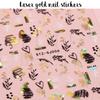 Cross-border New nail Art Sticker Bronzing Leopard Black Gold Rosa Gold Planta Linha Abstrata Unha adesiva Adesivo prego