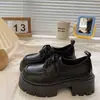 Zapatos pequeños de cuero con cordones estilo británico para mujer 2026 Primavera/Otoño Nuevo Estilo ins Moda Trendy de Celebridades de Internet Versátiles Zapatos Mocasines de Suela Gruesa Zapatos Individuales