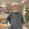 Camiseta de Manga Corta Nueva Estilo Americano de Alta Calidad 260g con Estampado de Letras para Hombre, Corte Holgado, Talla Grande, Algodón, Superventas Transfronterizo