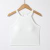 Top Cropped Novo Estilo com Gola Halter e Bojo, Versátil Cor Sólida Design de Verão