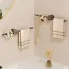 Toallero de Baño, Base de Madera Maciza sin Taladro, Estante de Almacenamiento de Barra Montado en Pared, Estante de Almacenamiento de Lujo Ligero para Baño