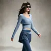 Conjunto Deportivo de Cintura Alta Cruzada Top Corto de Manga Larga Falda-pantalón Falsa de Dos Piezas Secado Rápido Correr Yoga Conjunto de Dos Piezas