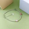 Pulsera de Flor Pequeña de Plata Pura 999 Dopamina Flor Pequeña Cuenta Espaciadora Accesorio Pulsera Versátil