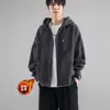 Jaqueta masculina tendência estilo americano para outono e inverno, com forro de fleece e capuz, peça de outer wear para casais