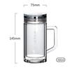 Vaso de vidrio de doble capa Sibao patrón de panda agua de montaña fluyendo taza de agua para coche negocios aislamiento térmico té taza de alta calidad