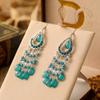 2026 Margarita Nuevo Estilo Bohemio Aretes Largos para Mujer Multicapa Bloque de Color Cristal Aretes Colgantes Vintage Gota de Agua Accesorios para la Oreja