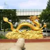 Escultura de Dragão Grande de Aço Inoxidável para Exterior Praça Paisagismo de Imóveis Jardim Animal de Metal Simulado Ornamentos