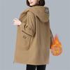 Chamarra Parka con Capucha para Mujer Invierno 2025 Nuevo Estilo Mamá Largo Medio Abrigo Cálido de Algodón Suelto Forro Polar Engrosado Chaqueta de Algodón