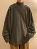 Camiseta de Manga Longa Derong para Homens na Primavera e Outono Estilo Hong Kong Tendência Loose e Fashionável Top Interno Quente Meia-Gola Alta