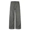 Pantalones de trabajo rectos estilo americano desgastados para hombre, modernos con diseño irregular de patchwork deconstruido, pantalones casuales de pierna ancha