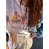 [Listo para envío] Camiseta estampada de manga corta Vc para mujer Primavera y verano Nuevo estilo coreano Versátil Slim Top corto Marca de moda