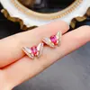 Venta al por mayor de fábrica Populares Pendientes de Botón de Topacio Rosa Natural Plata S925 Incrustado Piedra Principal 4*6 Fábrica de Joyería Venta Directa
