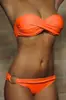 Comercio Exterior Popular Sexy Europeo y Americano Traje de Baño de Mujer con Abertura Color Sólido Bolso Duro para Mujer Anillo Doble Amazon AliExpress bikini